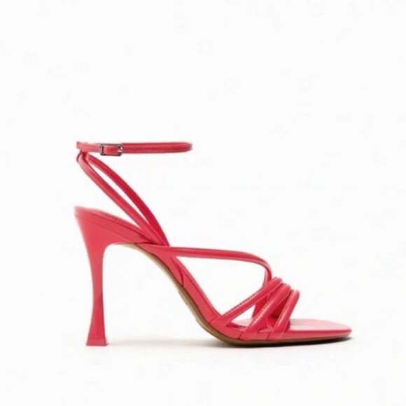 Zara High Heeled Strap Sandals in Watermelon size 38 EU / 7.5-8 US - Picture 3 of 10
